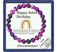 1 año, 2 años, 3 años, 5 años, regalos de aniversario de sobriedad para mujeres, regalo de joyería anónima, regalo de joyería de recuperación de adicciones, Piedra, amatista