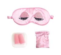 1 Antifaz Para Dormir, 1 Bolsa De Almacenamiento, 1 Par De Tapones Para Los Oídos, Antifaz Opaco, Antifaz Bordado, Accesorios Para Dormir De Color Rosa