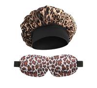1 antifaz para dormir, 1 gorro de dormir con estampado de leopardo, antifaz tridimensional, antifaz con estampado de leopardo, antifaz para dormir, accesorios para dormir para mujer