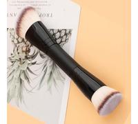 1 aplicador cosmético de doble extremo con contorno en ángulo y cabezas de cerdas planas de 6.73 pulgadas, herramienta de maquillaje negra para maquillaje líquido BB Cream Corrector, mezcla de hogar