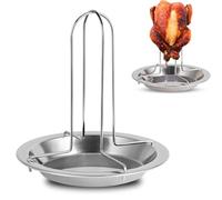 1 asador de pollo, soporte para pollo, soporte para colgar horno, antiadherente para pollo y pavo, asar a la parrilla, hornear ollas, soporte para gallinas de acero inoxidable para acampar al aire
