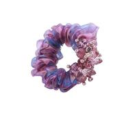 1 banda for el cabello de organza, hilo de seda, tela de cristal, tocado de flores, cuerda de goma elástica for el cabello for niña(A Deep Purple)