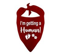 1 bandana para perro con texto en inglés "I'm Getting A Little Human Dog", anuncio de embarazo, regalo de anuncio de bebé (Getting A Little Human Red)