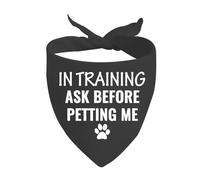 1 bandana para perro con texto en inglés "In Training" Ask To Pet Dog Scarf Give Me Space Dog Bandana Rescue Dog Gift (BEFORE PETTING D UK)