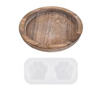 1 Bandeja Redonda De Madera Y 1 Molde Para Velas Con Garra De Gato, Bandeja Para Decoración Del Hogar, Bandeja Para Velas Simple, Accesorios Para Velas Diy
