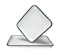 1 bandeja vintage hecha a mano esmaltada blanca para el hogar, horno de tartas, platos retro cuadrados (16 cm x 22 cm x 3 cm)