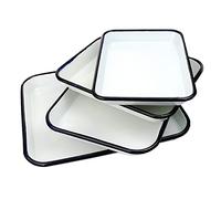 1 bandeja vintage hecha a mano esmaltada blanca para el hogar, horno de tartas, platos retro cuadrados (30 x 40 x 3 cm)