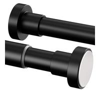 1 barra de cortina de ducha sin taladrar, barra telescópica para sujetar con barra de cortina sin taladrar, para baño y balcón (85-230 cm, diámetro 32 mm, negro)