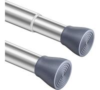 1 barra de tensión para barra de cortina de ducha, barra de cortina sin perforación, barra telescópica extensible, fácil de instalar para baño, cocina, armarios (85-180 cm, plata grande)
