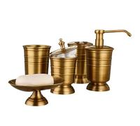 1 Bath Hardware Sets Antique Brass Soap Dispenser Dish Toothbrush Holder Storage Tank Gargle Cup Bathroom Accessories para encimeras de baño