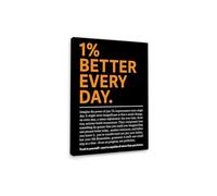 “1% Better Every Day” Canvas, Atomic Habits Inspired Wall Art for Home Office, Gym & Productivity Space in Black (Framed,08x12inch(20x30cm))