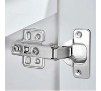1 bisagra de acero inoxidable para puerta de armario, amortiguador, cinturón de amortiguación, tornillo para puerta de armario, bisagra oculta para muebles (brazo recto)