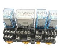 1 bobina de relé de potencia LY4NJ HH64P CA 110 V 220 V 12 V 24 V 14 pines 10 A con contacto de plata 4PDT con base de zócalo(DC24V)