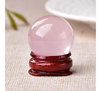 1 bola de cristal natural de cuarzo rosa ojo de tigre bola de cuarzo decoración del hogar marco de madera, cuarzo rosa