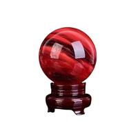 1 bola esférica de cristal de cuarzo de piedra de fundición roja de 7,5-8 cm