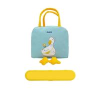 1 Bolsa Bento Y 1 Caja De Almacenamiento De Cubiertos, Bolsa Térmica De Gran Capacidad, Bolsa De Fiambrera Portátil, Linda Bolsa De Fiambrera, Caja De Cubiertos De Plástico