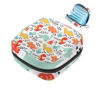 1 bolsa de almacenamiento de servilletas sanitarias, organizador grande reutilizable para el primer período para niñas y mujeres - 17 x 17 x 12 cm/colorido patrón de dinosaurios garabatos