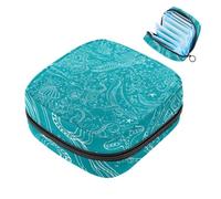 1 bolsa de almacenamiento de servilletas sanitarias, organizador grande reutilizable para el primer período para niñas, mujeres, damas, 17 x 17 x 12 cm/ballena oceánica pulpo tortuga azul