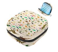 1 bolsa de almacenamiento de servilletas sanitarias, organizador grande reutilizable para el primer período para niñas y mujeres - 17 x 17 x 12 cm/bonito patrón de dinosaurios coloridos