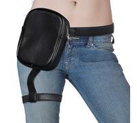 1 bolsa de almacenamiento negra para mujer, bolsa de piel sintética impermeable para la pierna de la motocicleta, bolsa de pierna de piel sintética multifuncional y riñonera, Negro , Simple y