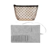 1 Bolsa De Almacenamiento para Brochas De Maquillaje Y 1 Bolsa De Cosméticos De Malla, Acabado Portátil De Herramientas De Belleza, Bolsa De Almacenamiento De Gran Capacidad.
