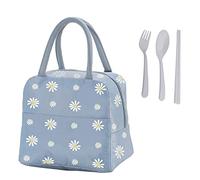 1 bolsa de almuerzo portátil, con 1 juego de tenedores/cucharas/palillos, bolsa de almuerzo a prueba de fugas, bolsa de picnic de margaritas, calentador de almuerzo portátil, para camping, trabajo