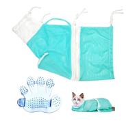 1 bolsa de baño para gatos, 1 cepillo de masaje, juego de baño para gatos, bolsa de ducha para mascotas