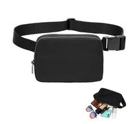 1 Bolsa De Cintura De Nylon Negra, Color Sólido Simple, Correas De Hombro Ajustables, Herramientas De Almacenamiento Impermeables Y Duraderas, Bolsa De Cuerpo Cruzado Deportivo Al Aire Libre.