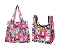 1 Bolsa De Compras Para Perros De Dibujos Animados Y 1 Bolsa Para Lonchera De Perros De Dibujos Animados, Bolsa De Compras De Gran Capacidad, Bolsa De Almacenamiento Plegable Portátil