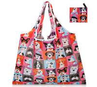 1 bolsa de compras plegable reutilizable de gran capacidad de 18 x 25 | Poliéster impermeable plegable en una bolsa pequeña, ligera, respetuosa con el medio ambiente, para compras