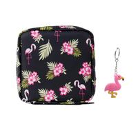 1 bolsa de flamenco, 1 llavero de flamenco, bonita bolsa de almacenamiento de dibujos animados, bolsa de almacenamiento para compresas sanitarias, bolsa menstrual, bolsa de almacenamiento multiusos