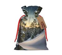 1 bolsa de mano de material duradero con diseño de árbol de aguja de pino, 11,9 x 17,5 cm, con cordón para regalo elegante de Halloween