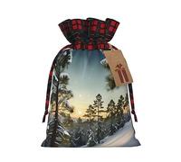 1 bolsa de mano de material duradero con diseño de árbol de aguja de pino, 11,9 x 17,5 cm, con cordón para regalo elegante de Halloween