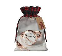 1 bolsa de mano de material duradero con diseño de mármol blanco y oro rosa, 11,9 x 17,5 cm con cordón para regalo elegante de Halloween