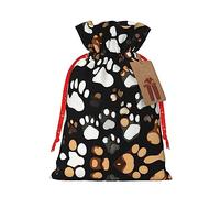 1 bolsa de mano de material duradero con estampado de huellas de perro, 21 x 30 cm, con cordón para regalo elegante de Halloween