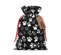 1 bolsa de mano de material duradero con estampado de patas en blanco y negro, 21 x 30 cm, con cordón para regalo elegante de Halloween