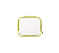 1 bolsa de maquillaje de PVC transparente con cremallera, bolsa de viaje portátil con cremallera, bolsa de aseo de viaje para organizar el baño de vacaciones, 14 x 4 x 12 cm, Amarillo