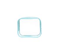 1 bolsa de maquillaje de PVC transparente con cremallera, bolsa de viaje portátil con cremallera, bolsa de aseo de viaje para organizar el baño de vacaciones, 14 x 4 x 12 cm, Blue