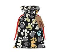 1 bolsa de material duradero con estampado de huellas de perro, 21 x 30 cm, con cordón para regalo elegante de Halloween