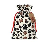 1 bolsa de material duradero con estampado de huellas de perro, 21 x 30 cm, con cordón para regalo elegante de Halloween