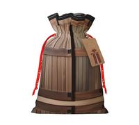 1 bolsa de Navidad con cordón para puerta de granero verde azulado, 21 x 30 cm, bolsa robusta para regalos y artículos esenciales de uso diario