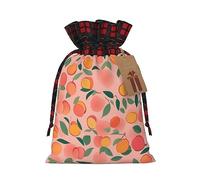 1 bolsa de Navidad con cordón sin costuras con patrón de melocotón, 4.7 x 6.9 pulgadas, bolsa robusta para regalos y artículos esenciales de uso diario