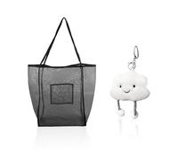 1 Bolsa De Playa, 1 Hebilla Para Llave, Bolsa De Playa Plegable, Bolsa De Playa De Malla, Bolsa De Compras Portátil