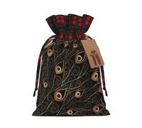 1 bolsa de plumas de pavo real doradas con cordón, 4.7 x 6.9 pulgadas, para regalos, viajes y uso diario con etiquetas de regalo Kraft