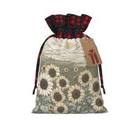 1 bolsa de regalo de Navidad con cordón de manzanilla de girasoles de 4.7 x 6.9 pulgadas, para regalar en fiestas de vacaciones