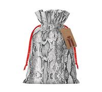 1 bolsa de regalo de Navidad con cordón de piel de serpiente, color blanco y negro, 4.7 x 6.9 pulgadas, para regalar en fiestas de vacaciones