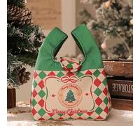 1 bolsa de regalo de Navidad con diseño de perro feliz, varios tamaños con cordón y bolsa de mano con bonito perro salchicha, patrón de árbol de Navidad