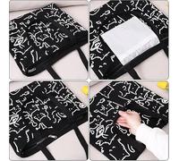 1 Bolsa De Tela Negra Y 1 Cole De Conejo Blanco, Bandolera con Patrón De Gato De Dibujos Animados, Bonita, Lavable Y Plegable, Adecuada para Estudiantes En Clase, Compras En El Supermercado.