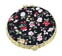 1 bolsillo redondo plegable para maquillaje vintage de doble cara con estampado floral, Redondo, negro, Mass Beauty