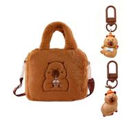1 Bolso Capibara Y 2 Llaveros, Bolso De Ocio En Forma De, Fácil De Salir, Dulce Regalo para Damas.